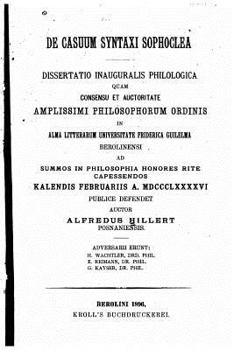 Paperback De casuum syntaxi Sophoclea [Latin] Book