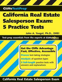 Paperback Cliffstestprep California Real Estate Salesperson Exam: 5 Practice Tests Book