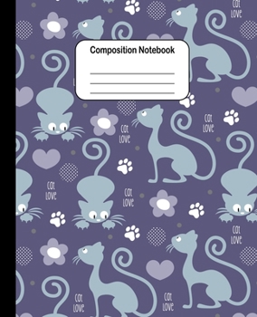 Paperback Composition Notebook: Cute Cats: College Ruled Blank Lined Cute Notebooks for Girls Women Teens Kids School Writing Notes Journal (7.5 x 9.2 Book