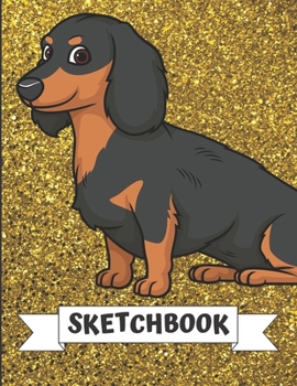 Sketchbook: Brown Black Dachshund Dog Cover Design with Glitter Printed Notebook and Journal. Perfect Doodling, Sketching and Writing Book for Kids and Adult of All Ages.