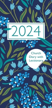 Hardcover Church Pocket Book and Diary 2024 Navy Floral with Lectionary Book
