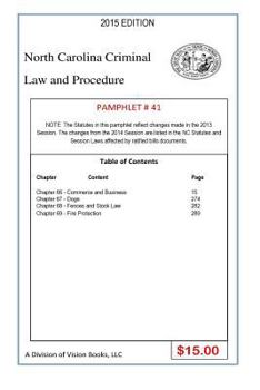 Paperback North Carolina Criminal Law and Procedure-Pamphlet 41 Book