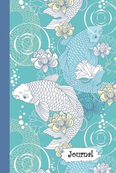 Journal: Blue & White Koi Themed Diary with Blank Lined Notebook Paper