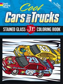 Paperback Cool Cars and Trucks Stained Glass Jr. Coloring Book
