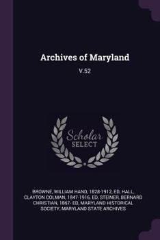 Paperback Archives of Maryland: V.52 Book