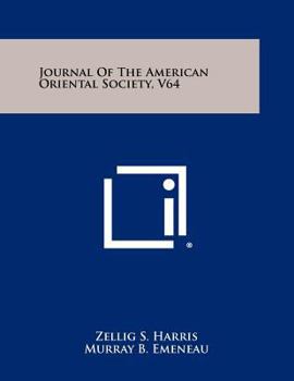 Paperback Journal of the American Oriental Society, V64 Book