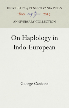 Hardcover On Haplology in Indo-European Book