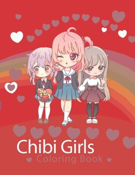 Paperback chibi girls coloring book for teens: kawaii red girl Book