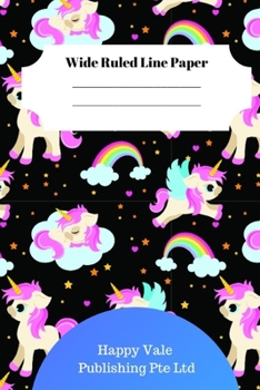 Cute Unicorn Theme Wide Ruled Line Paper