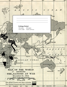 Paperback World War I 1914 College Ruled, 200 pages: World Map Book