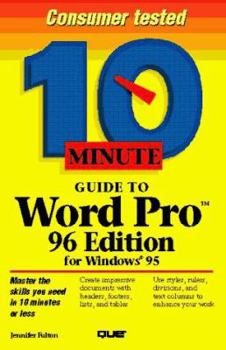 Paperback 10 Minute Guide to Word Pro 96 Edition for Windows 95 Book