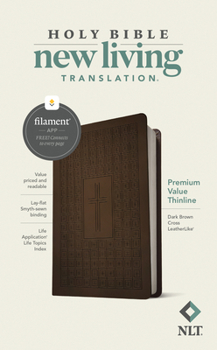 Imitation Leather NLT Premium Value Thinline Bible, Filament Enabled (Leatherlike, Dark Brown Cross) Book