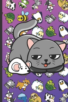 Home Improvement Maintenance and Repair Journal: Kitty Cat Cartoon on Cover with Zebras Whales Dogs Frogs Cows Sloths Penguins Raccoons Sheep Goats and Turtles on Purple Blue Background.
