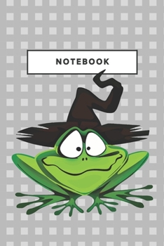 Paperback Notebook: Frog Witch Gray Cover Notebooks And Journal Soft Cover Lined Animal Cute Pet Composition Book Planner Diary Book