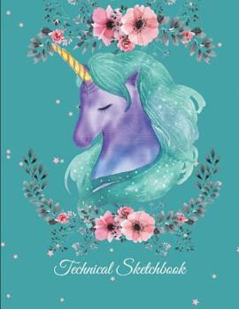 Paperback Technical Sketchbook: Sweet Dream Unicorn, 5 Degree Polar Coordinates 120 Pages Large Print 8.5" x 11" Polar Graph Paper Notebook [Large Print] Book