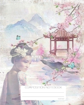 Composition Notebook: College Ruled | Japanese Girl Under Cherry Blossoms | Back to School Composition Book for Teachers, Students, Kids and Teens | 120 Pages, 60 Sheets | 8 x 10 inches