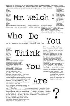 Paperback Mr. Welch ! Who Do You Think You Are ? Book