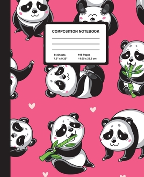 Composition Notebook: Cute Kawaii Panda | Wide Ruled Paper Journal | Blank Lined Workbook for Teens Kids Students Girls, for Home School & Writing Notes