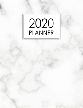 2020 Planner: Monthly and Weekly Horizontal Calendar Planner with Marble Effect Design (Large)
