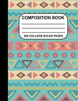 Paperback Composition Notebook: Blue Tribal Pattern Notebook for School Kids, Softcover, College Ruled, 200 pages/100 Sheets (7.44x9.69) Book
