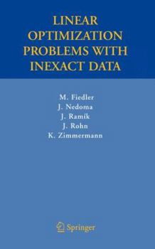 Hardcover Linear Optimization Problems with Inexact Data Book