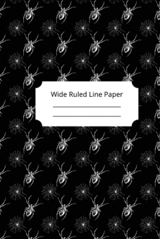 Scary Spider Theme Wide Ruled Line Paper