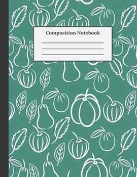 Paperback Composition Notebook: Wide Ruled - 8.5 x 11 Inches - 100 Pages - Green and White Design Book