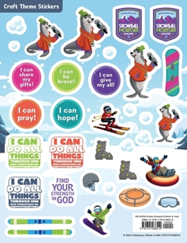 Vbs 2026 Snowball Mountain Challenge Craft Theme Stickers (Pkg of 12): Find Your Strength in God