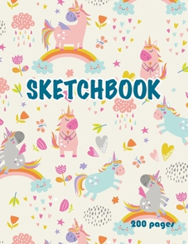 Unicorn Sketchbook 200 Pages : Cute Unicorn Kawaii Sketchbook for Girls with 200 Pages of 8. 5 X11 Blank Paper for Drawing, Doodling or Learning to Draw