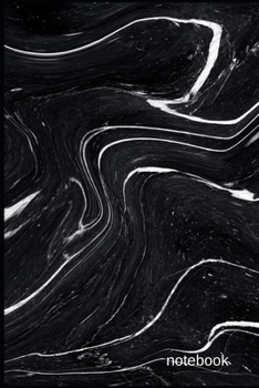 Notebook: Black and white marble waves, wide ruled paper