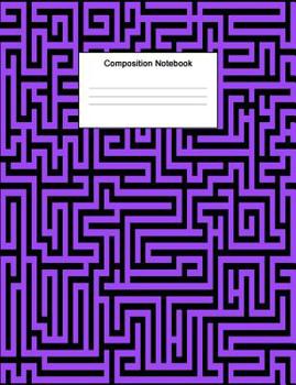 Composition Notebook: College Ruled Composition Book | Purple Cover Abstract Maze Pattern
