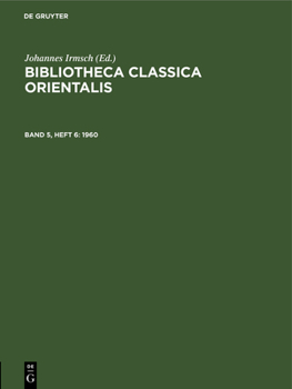 Hardcover Bibliotheca Classica Orientalis. Band 5, Heft 6 [German] Book