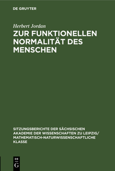 Hardcover Zur Funktionellen Normalität Des Menschen [German] Book