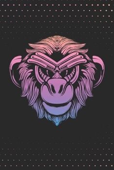 NOTEBOOK: Vaporwave Aesthetic Halftone Gradient Monkey (Blank Lined)