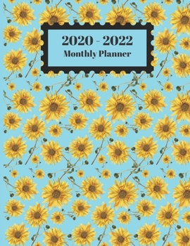 2020-2022 Monthly Planner: Sunflower Flower Floral Nature Aqua Color Design Cover 2 Yr Planner Appointment Calendar Organizer And Journal Notebook