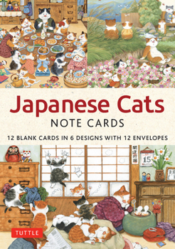 Misc. Japanese Cats - 12 Blank Note Cards: In 6 Original Illustrations by Setsu Broderick with 12 Envelopes in a Keepsake Box Book
