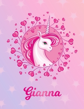 Paperback Gianna: Unicorn Sheet Music Note Manuscript Notebook Paper - Magical Horse Personalized Letter A Initial Custom First Name Cov Book