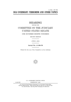 Paperback DOJ oversight: terrorism and other topics Book