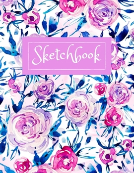 Paperback Sketchbook: Floral Theme, 110 Blank Pages, Large 8.5 x 11 inch Book
