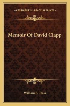 Paperback Memoir Of David Clapp Book