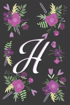 H: Letter H Initial Monogram Notebook, for Kids, Girls & Women | Pink Floral with letter H glossy and smooth finish cover, (6 x 9) 120 pages