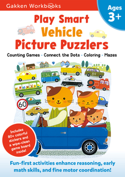Paperback Play Smart Vehicle Picture Puzzlers Age 3+: Preschool Activity Workbook with Stickers for Toddlers Ages 3, 4, 5: Learn Using Favorite Themes: Tracing, Book