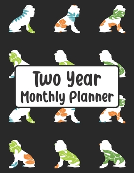 Paperback Two Year Monthly Planner: Flower Poodle Dog - 24 Month Calendar Schedule Agenda Organizer with Notes, Address Log & Password Book