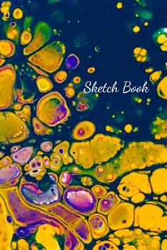 Orange-Blue Acrylic Pouring Sketch Book: Blank Lined Journal