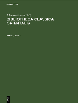 Hardcover Bibliotheca Classica Orientalis. Band 3, Heft 1 [German] Book