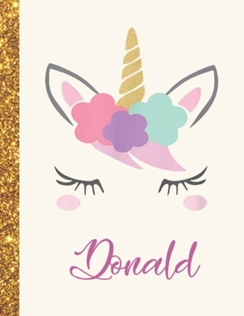 Donald: Donald Unicorn Personalized Black Paper SketchBook for Girls and Kids to Drawing and Sketching Doodle Taking Note Marble Size 8.5 x 11