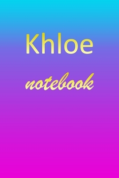 Khloe: Blank Notebook | Wide Ruled Lined Paper Notepad | Writing Pad Practice Journal | Custom Personalized First Name Initial K Blue Purple Gold  | ... Homeschool & University Organizer Daybook