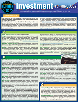 Misc. Investment Terminology: A Quickstudy Laminated Reference Guide Book