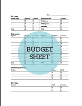 Paperback Budget Sheet: Planner Monthly Tracker Organizer - Large Size - Four Years, 48 Months Book