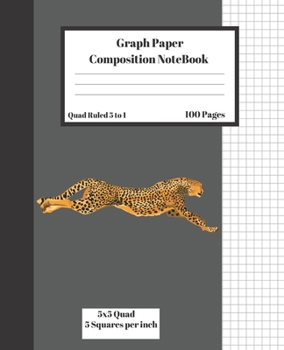 Paperback Graph Composition Notebook 5 Squares per inch 5x5 Quad Ruled 5 to 1 100 Sheets: Cute Funny Cheetah Gift Notepad / Grid Squared Paper Back To School Gi Book